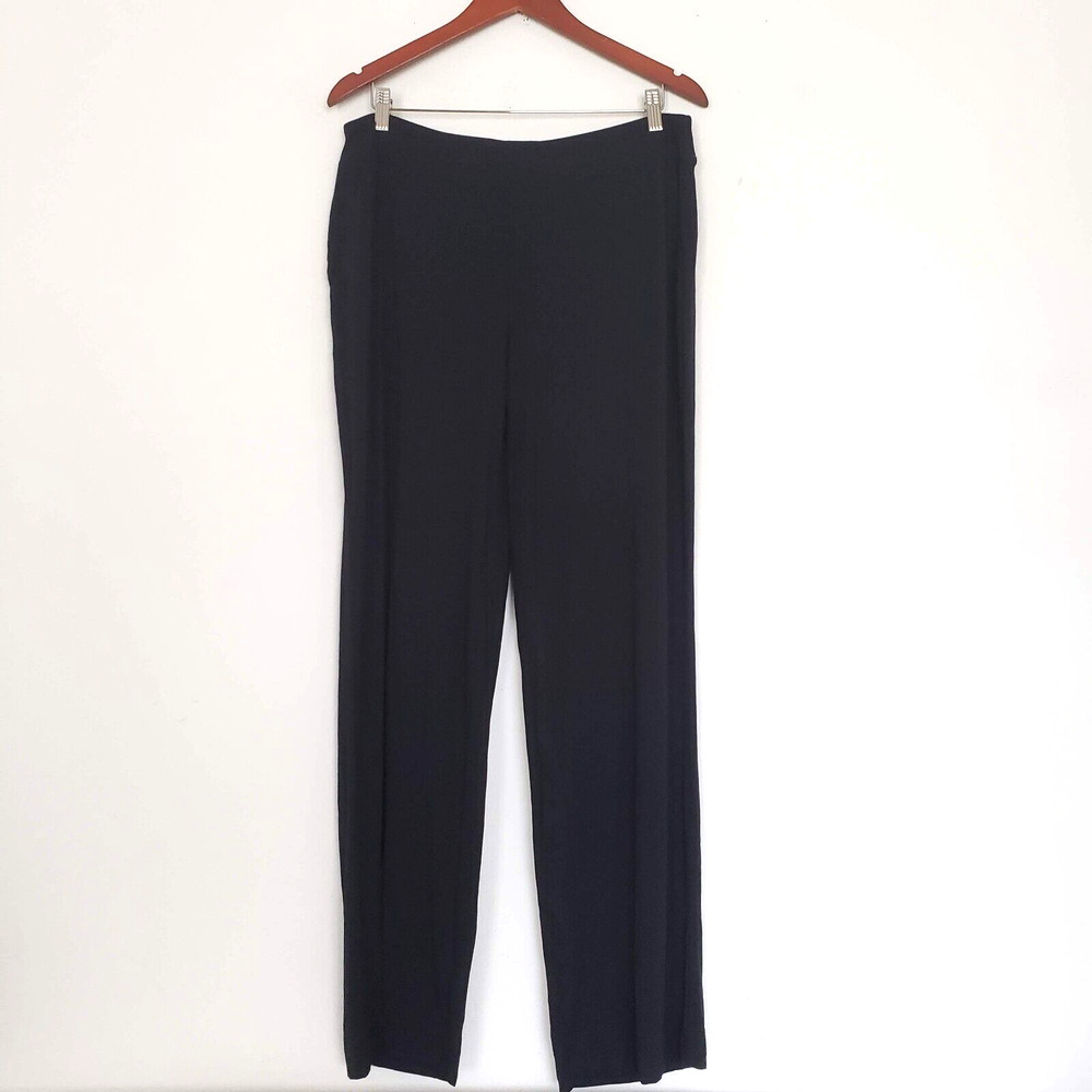 Soma ONE SIZE OSFM LONG Pull On Lounge Pants Black Wide Leg Stretchy Elastic Wai